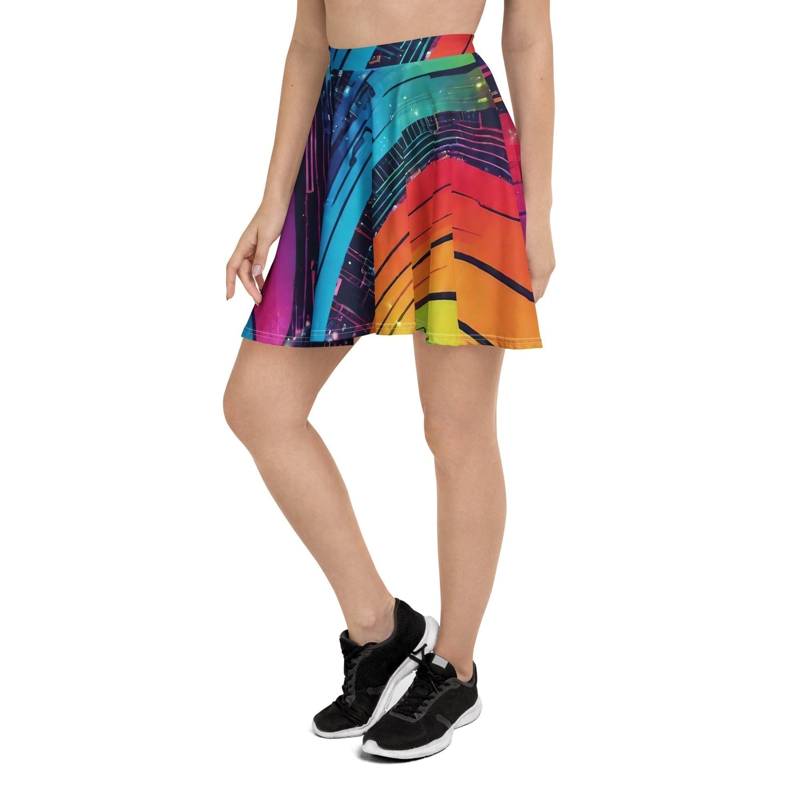 "AI-designed skater skirt from WhatUWant2Buy — unique all-over print"