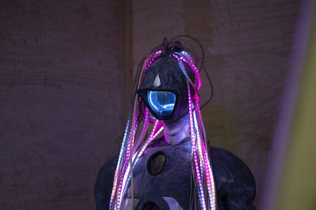 Neon cyberpunk glitch fashion abstract