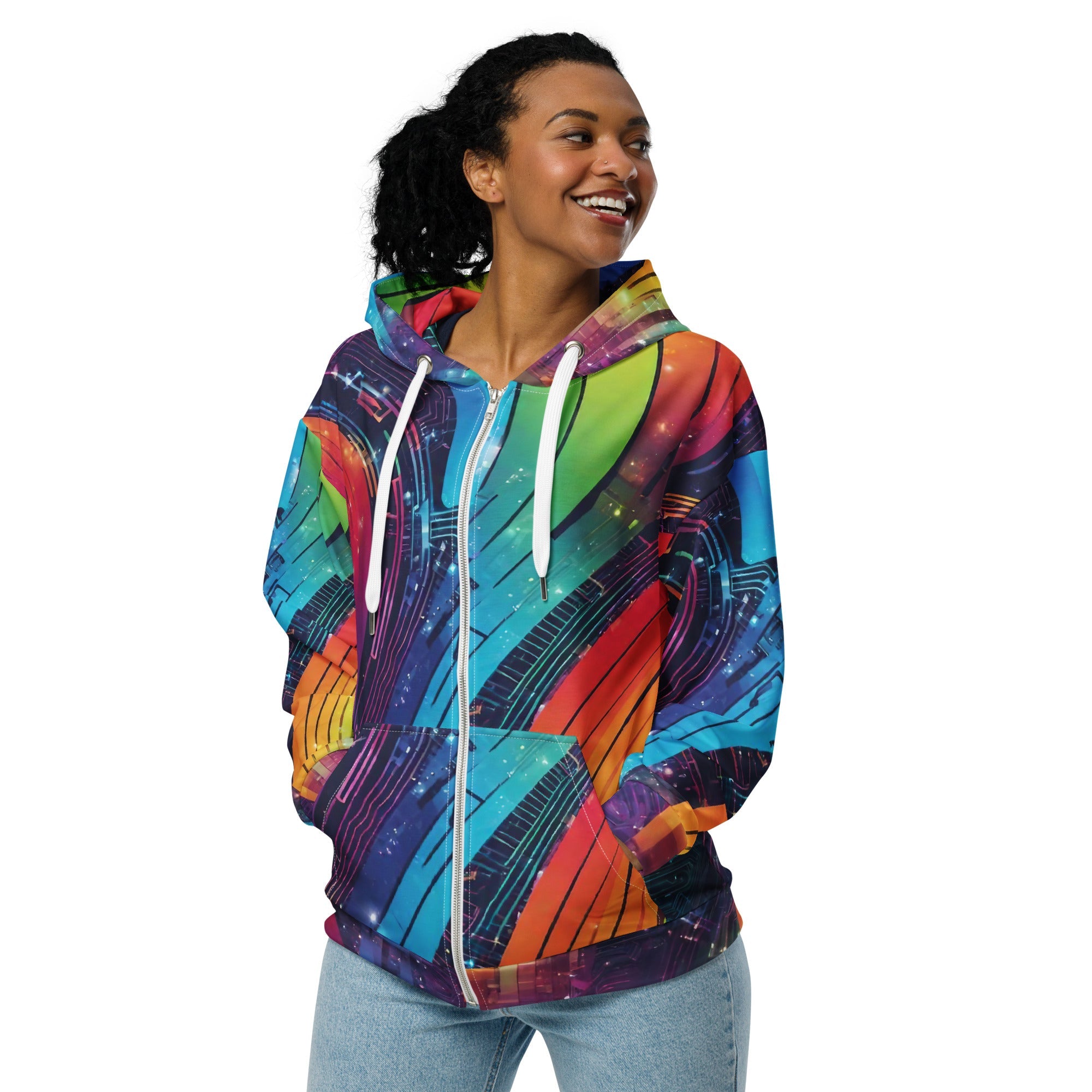 Unisex all-over print zip hoodie