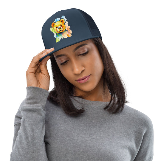 Teddy Bear Watercolor Trucker Cap | Everyday AI-Designed 5 - Navy