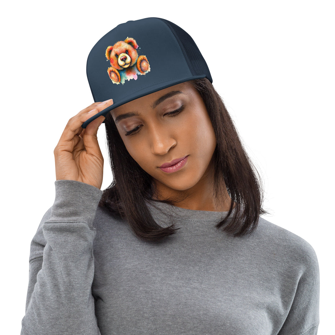 Teddy Bear Watercolor Trucker Cap | Everyday AI-Designed 6 - Navy