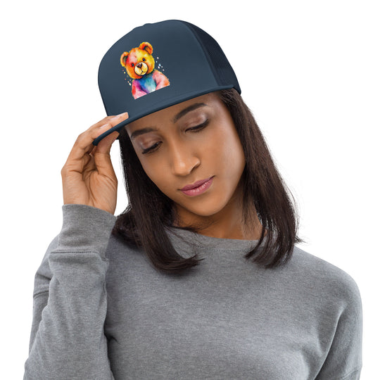 Teddy Bear Watercolor Trucker Cap | Everyday AI-Designed 20 - Navy