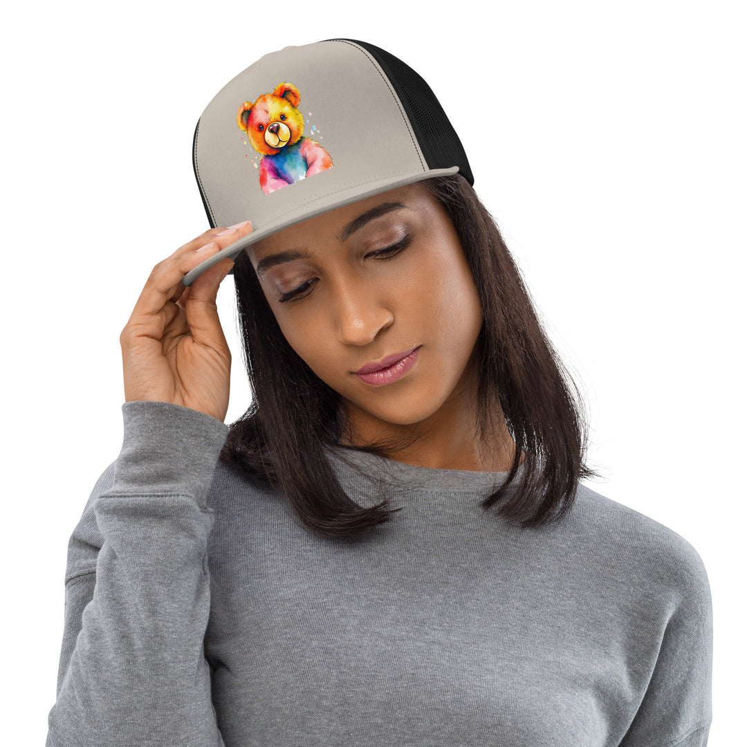 Teddy Bear Watercolor Trucker Cap | Everyday AI-Designed 20 - Silver/ Black