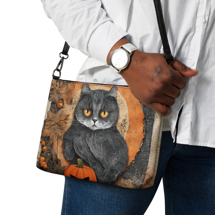 Collage Art Crossbody Bag — AI-Designed for Hands-Free Style — front view showing layered collage art print