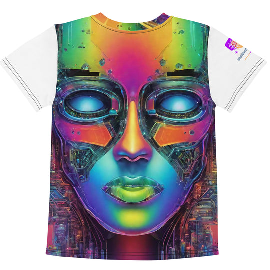 Cyberpunk Rainbow Kids Crew Neck T-Shirt, Everyday AI-Designed 182, view 2