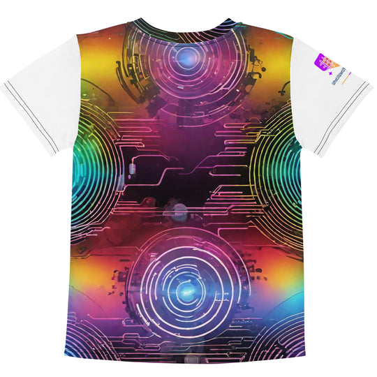 Cyberpunk Rainbow Kids Crew Neck T-Shirt, Everyday AI-Designed 183, view 2
