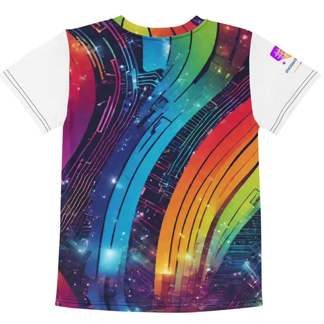 Cyberpunk Rainbow Kids Crew Neck T-Shirt, Everyday AI-Designed 189, view 2