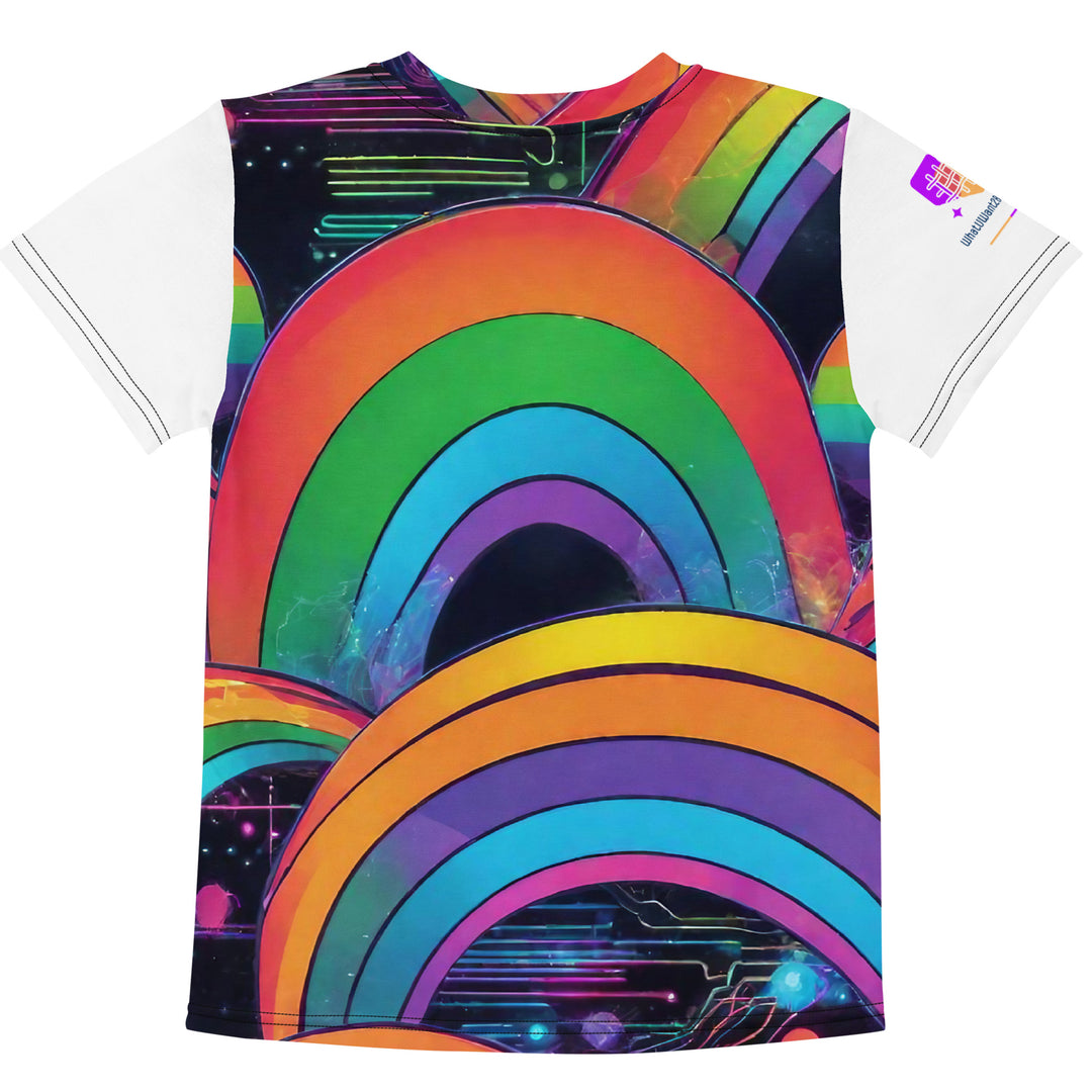Cyberpunk Rainbow Kids Crew Neck T-Shirt, Everyday AI-Designed 190, view 2