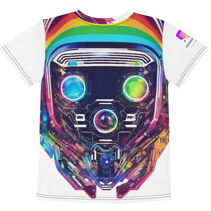 Cyberpunk Rainbow Kids Crew Neck T-Shirt, Everyday AI-Designed 194, view 2