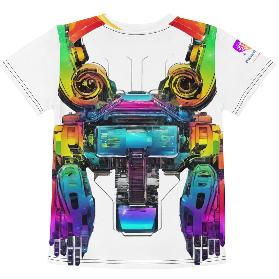 Cyberpunk Rainbow Kids Crew Neck T-Shirt, Everyday AI-Designed 196, view 2