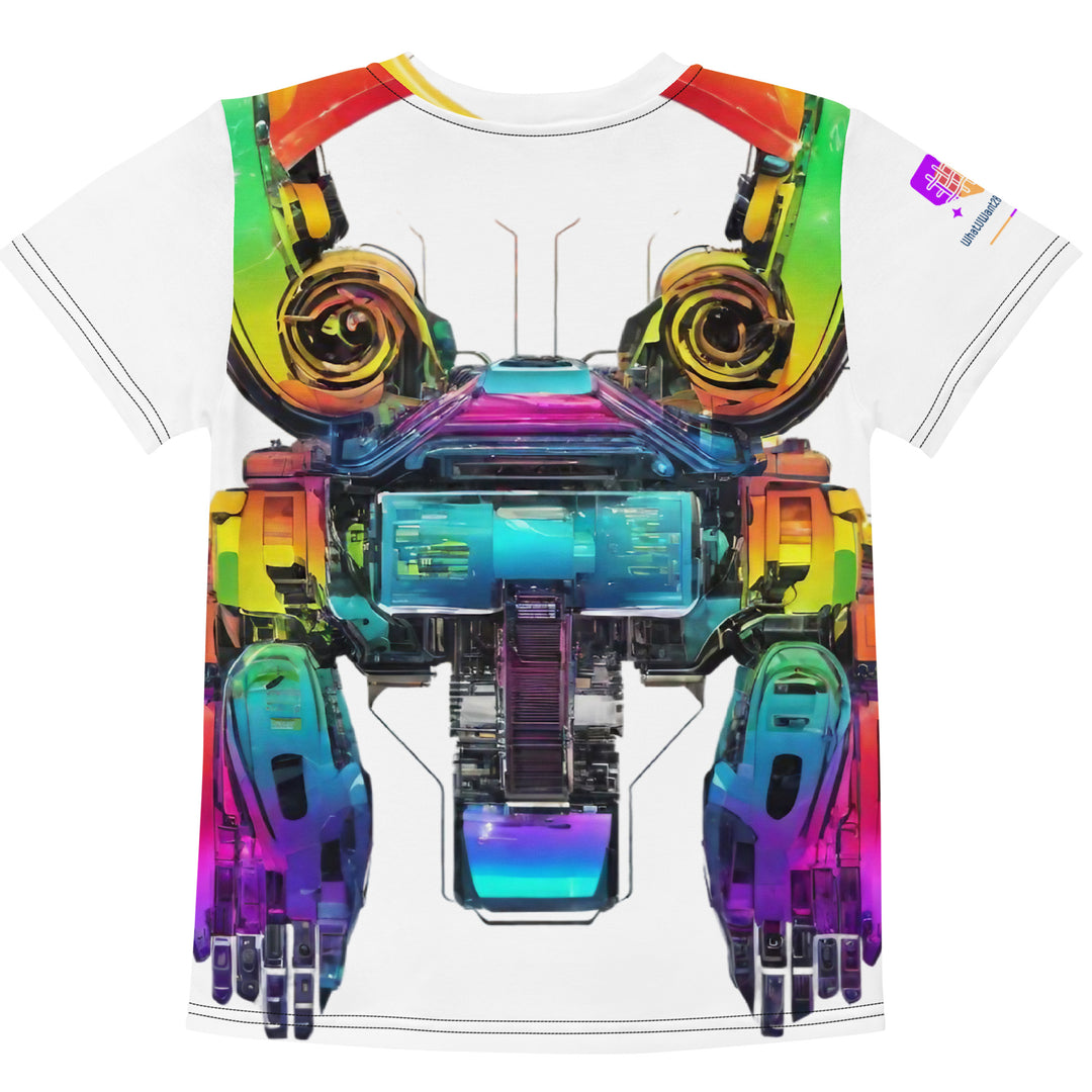 Cyberpunk Rainbow Kids Crew Neck T-Shirt, Everyday AI-Designed 196, view 2