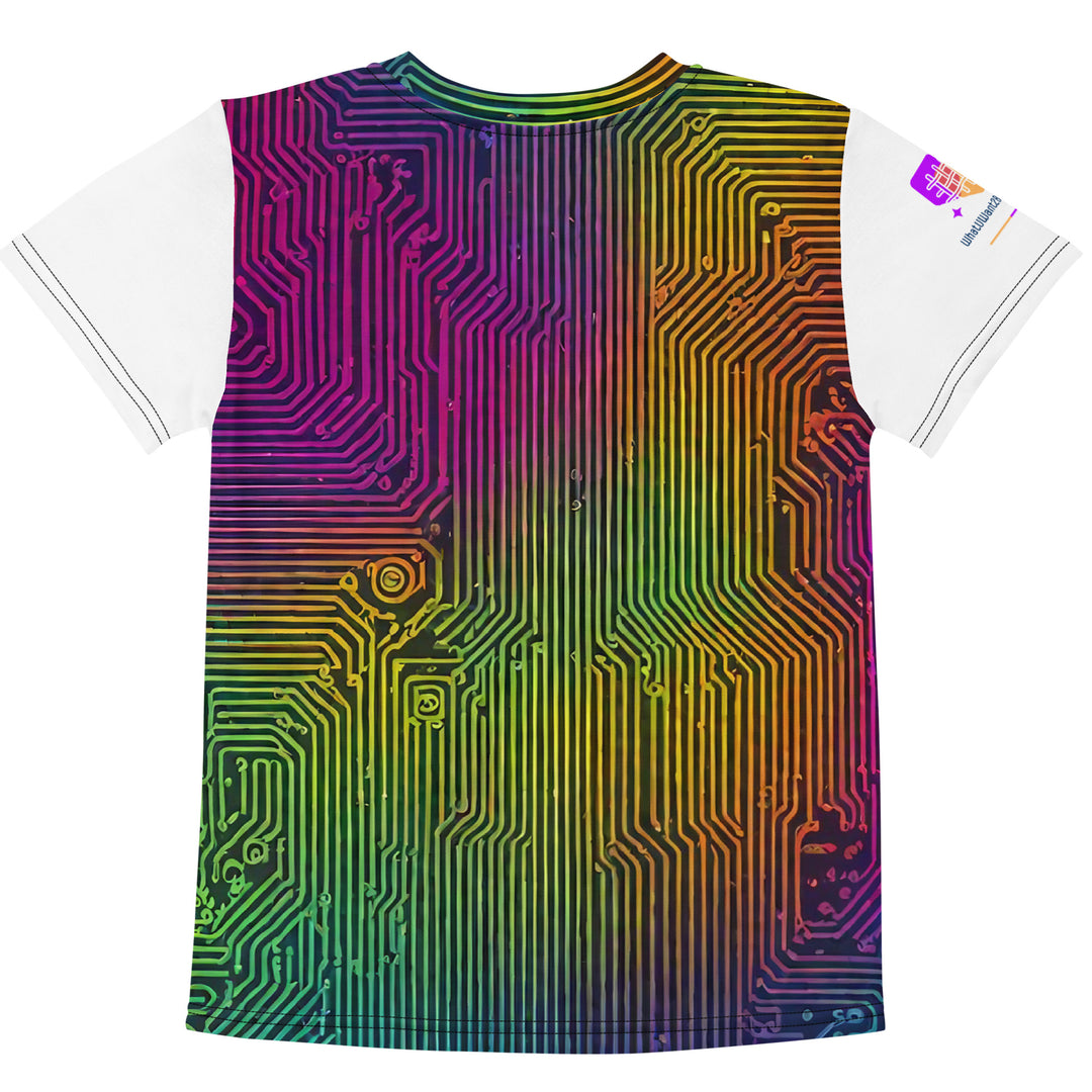 Cyberpunk Rainbow Kids Crew Neck T-Shirt, Everyday AI-Designed 197, view 2