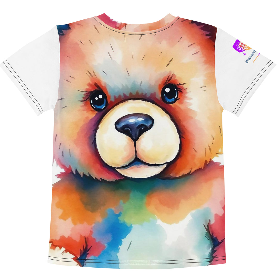 Watercolour Teddy Bear Kids Crew Neck T-Shirt, AI-Designed 198, view 2