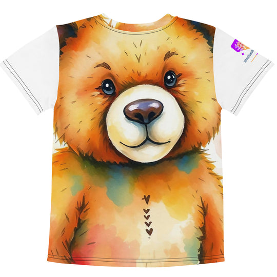 Watercolour Teddy Bear Kids Crew Neck T-Shirt, AI-Designed 199, view 2