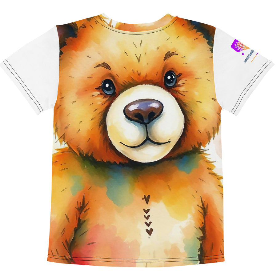 Watercolour Teddy Bear Kids Crew Neck T-Shirt, AI-Designed 199, view 2