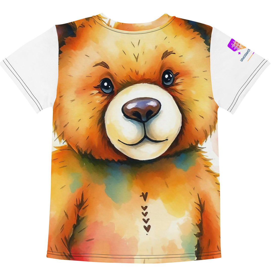 Watercolour Teddy Bear Kids Crew Neck T-Shirt, AI-Designed 199, view 2