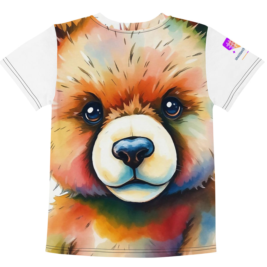 Watercolour Teddy Bear Kids Crew Neck T-Shirt, AI-Designed 201, view 2