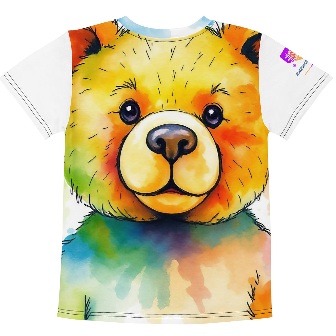 Watercolour Teddy Bear Kids Crew Neck T-Shirt, AI-Designed 202, view 2