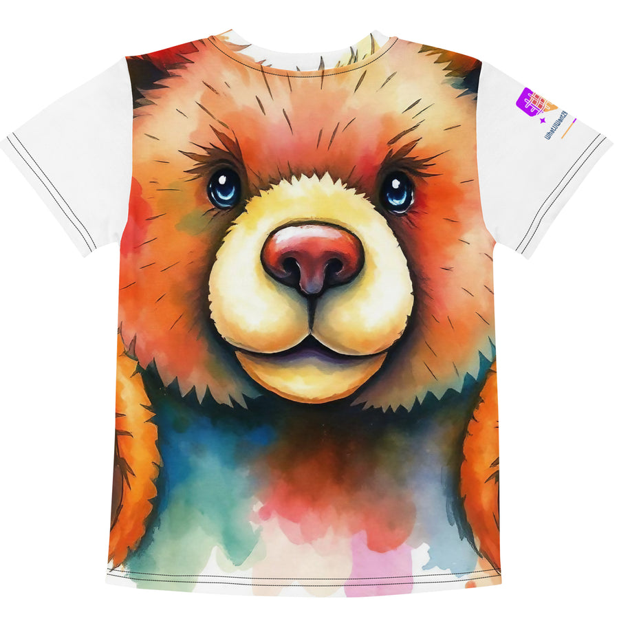 Watercolour Teddy Bear Kids Crew Neck T-Shirt, AI-Designed 203, view 2