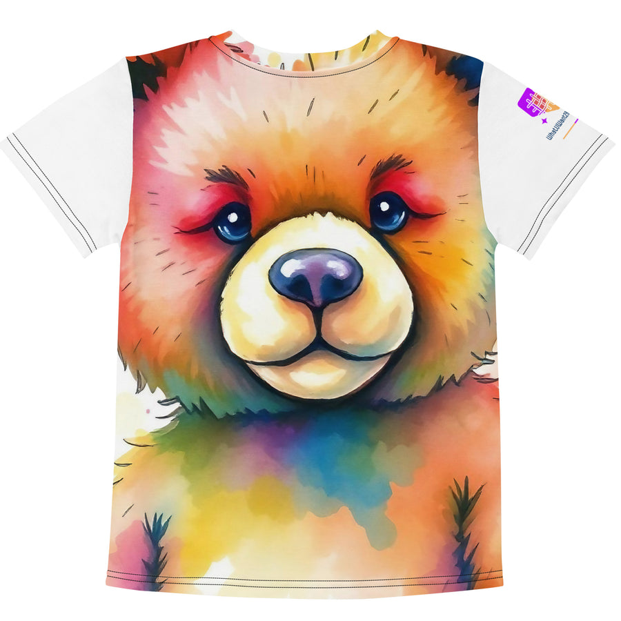 Watercolour Teddy Bear Kids Crew Neck T-Shirt, AI-Designed 205, view 2