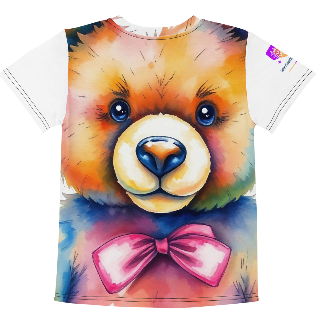 Watercolour Teddy Bear Kids Crew Neck T-Shirt, AI-Designed 206, view 2