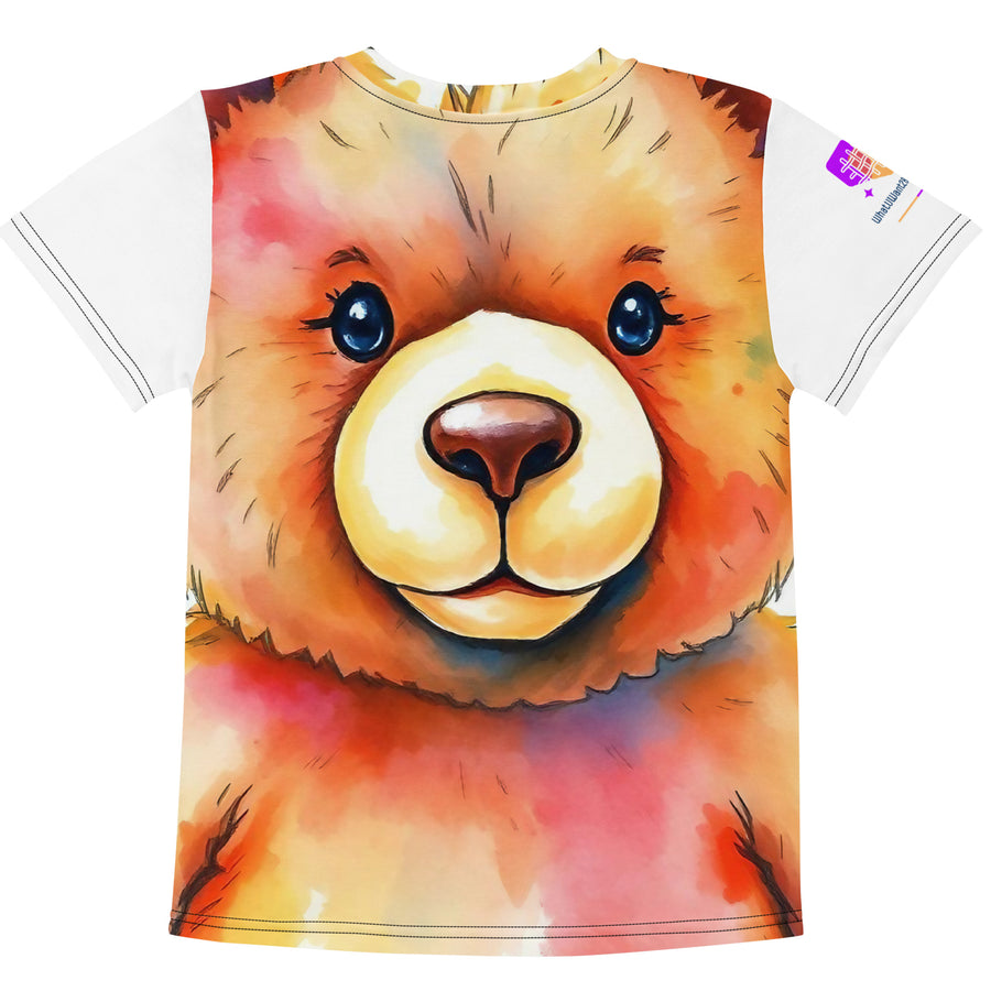 Watercolour Teddy Bear Kids Crew Neck T-Shirt, AI-Designed 207, view 2