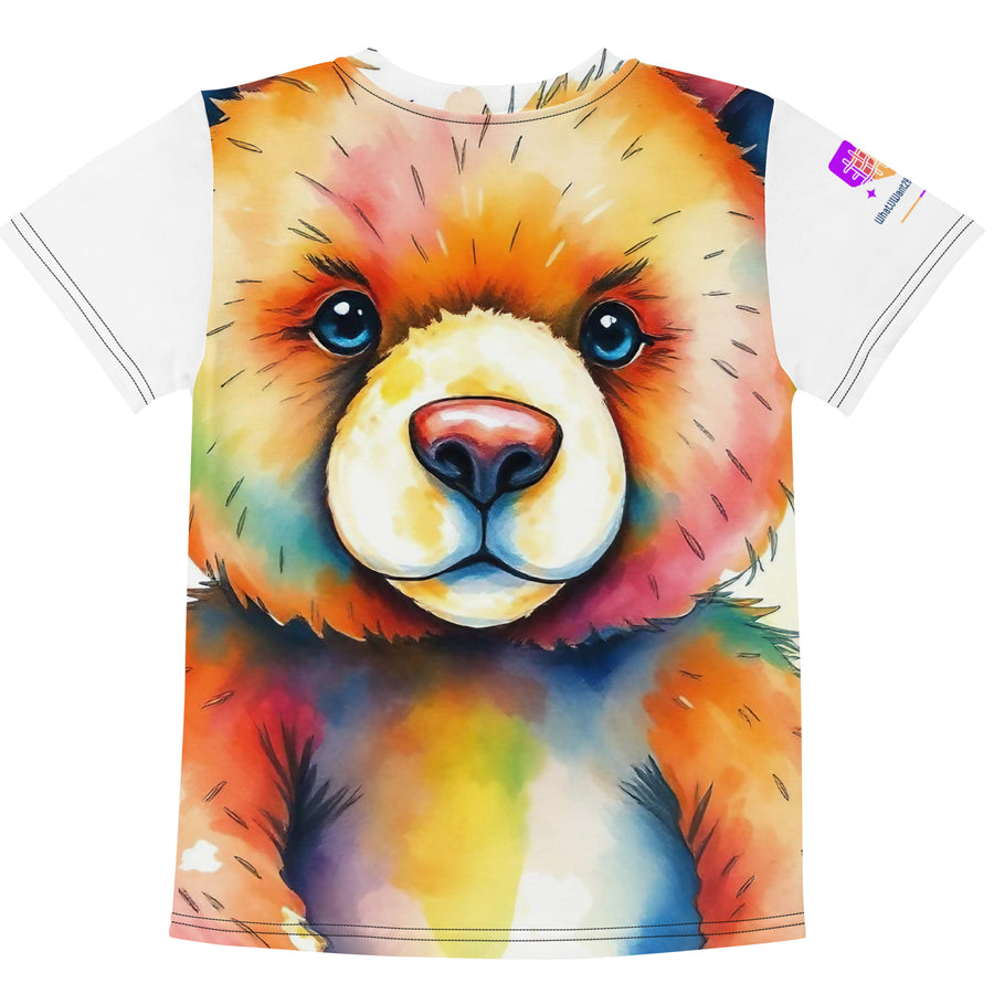 Watercolour Teddy Bear Kids Crew Neck T-Shirt, AI-Designed 208, view 2