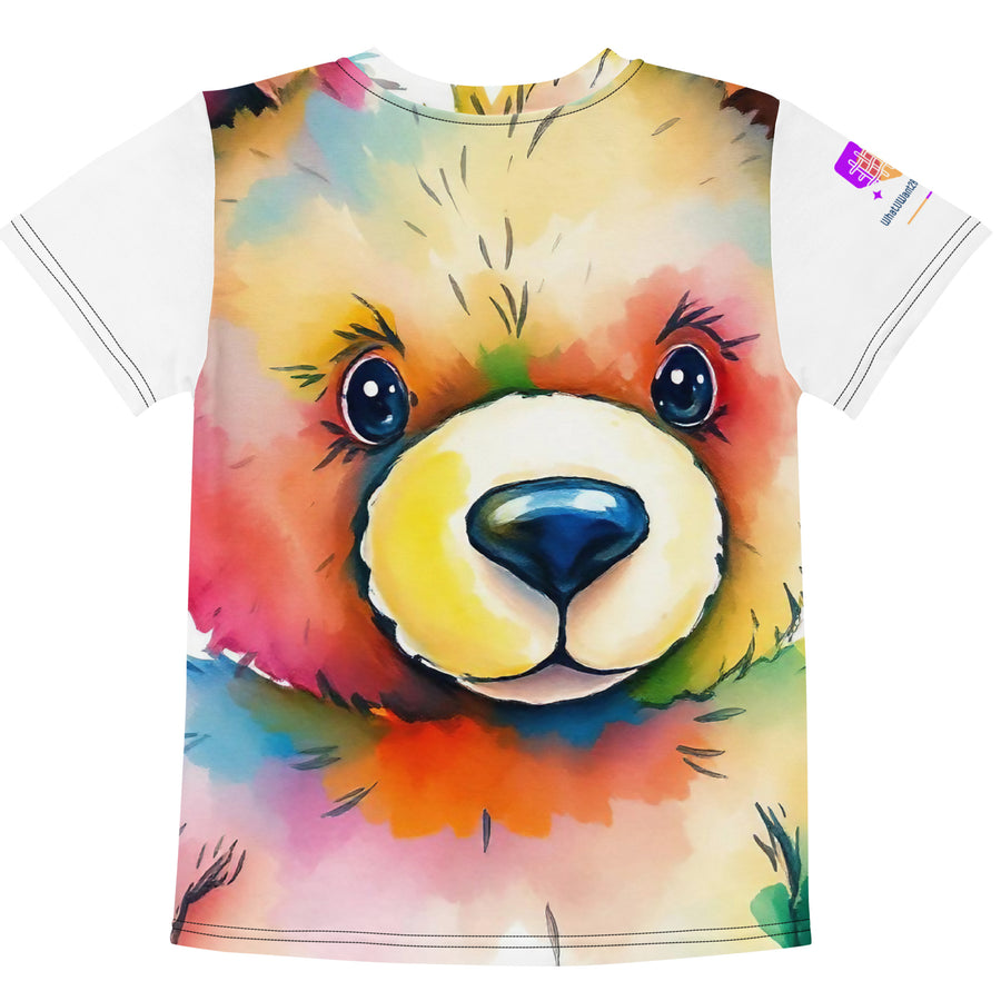 Watercolour Teddy Bear Kids Crew Neck T-Shirt, AI-Designed 209, view 2