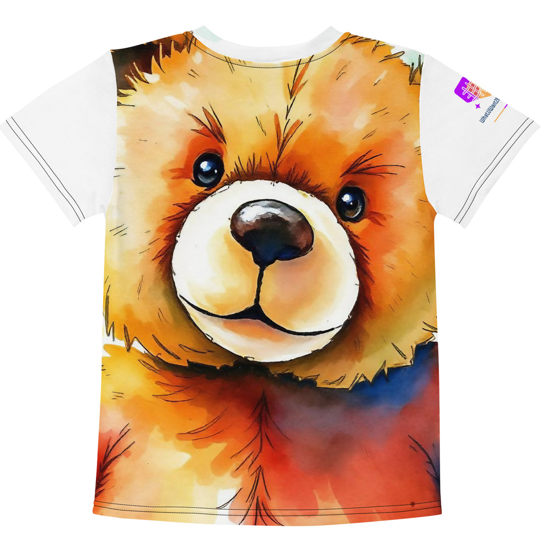 Watercolour Teddy Bear Kids Crew Neck T-Shirt, AI-Designed 210, view 2