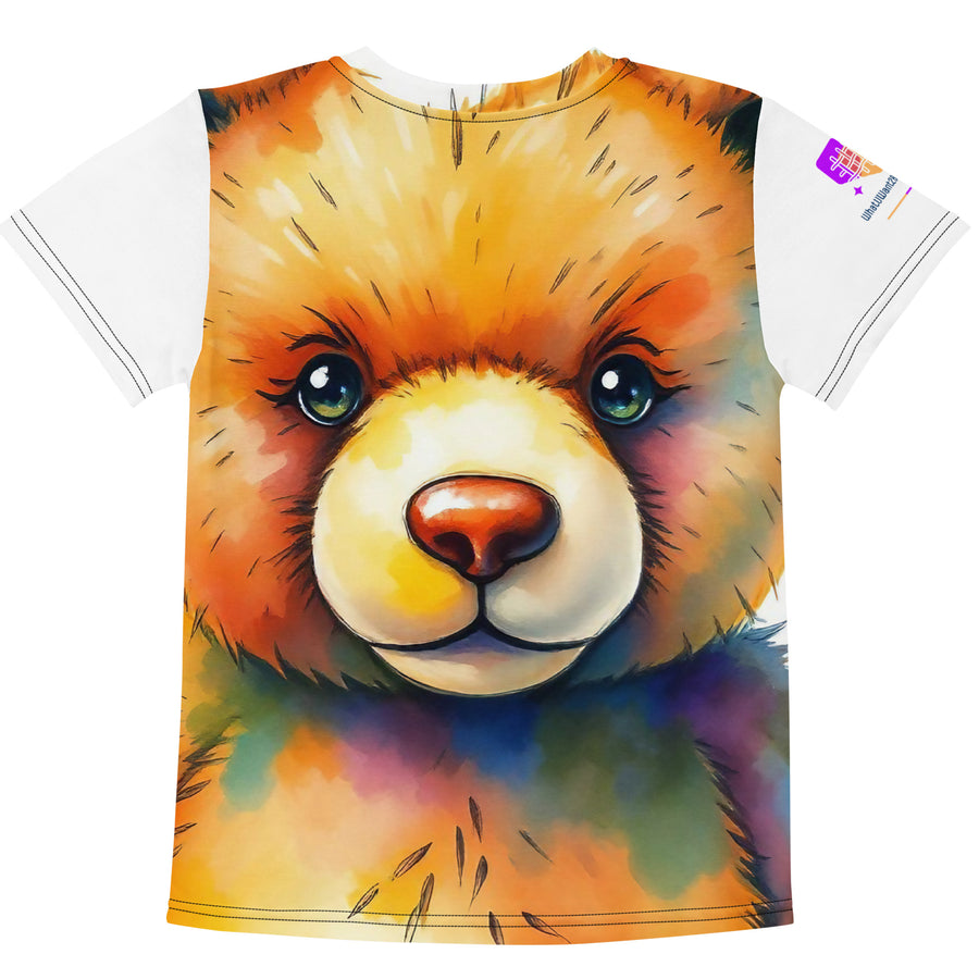 Watercolour Teddy Bear Kids Crew Neck T-Shirt, AI-Designed 211, view 2