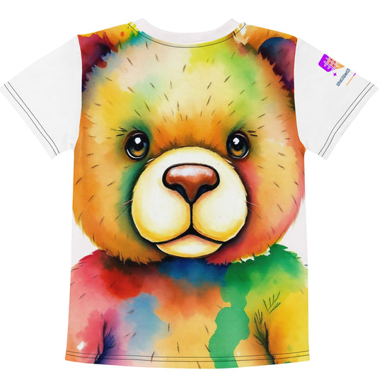 Watercolour Teddy Bear Kids Crew Neck T-Shirt, AI-Designed 214, view 2