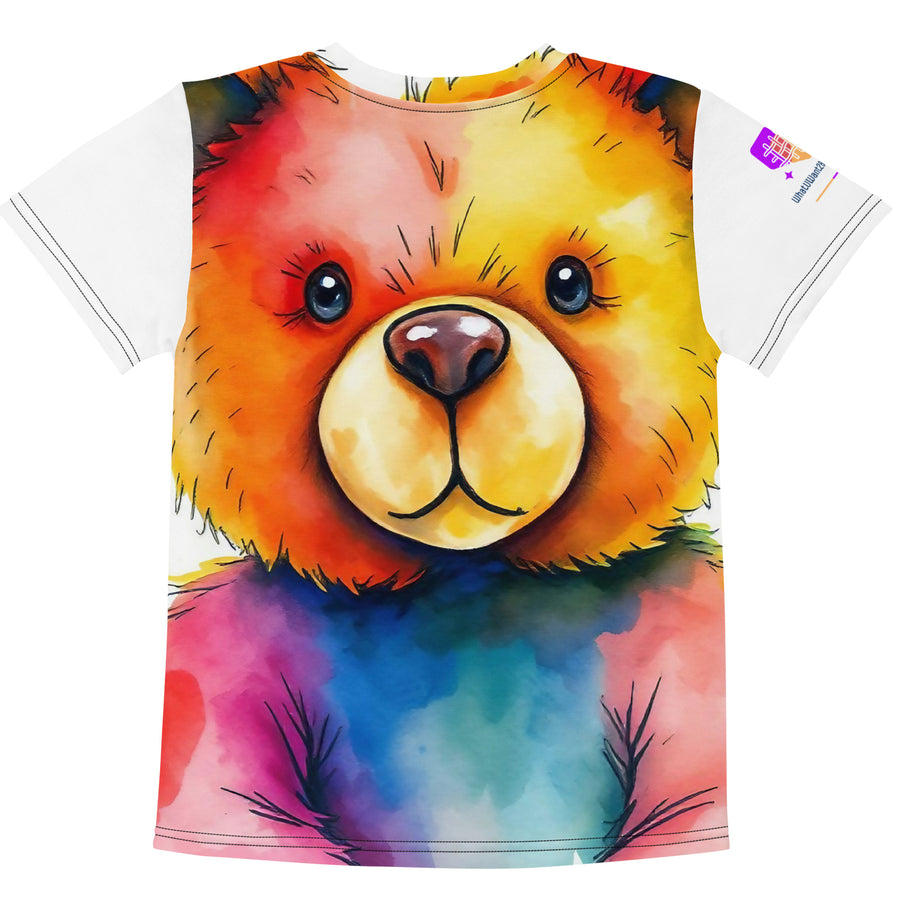 Watercolour Teddy Bear Kids Crew Neck T-Shirt, AI-Designed 215, view 2