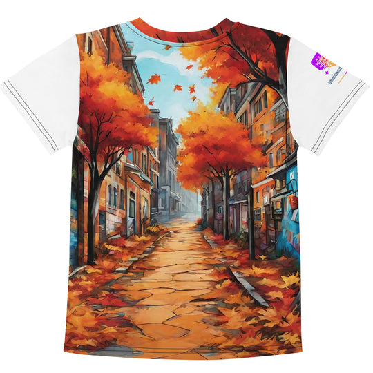 Autumn Graffiti Kids Crew Neck T-Shirt, AI-Designed 216, view 2