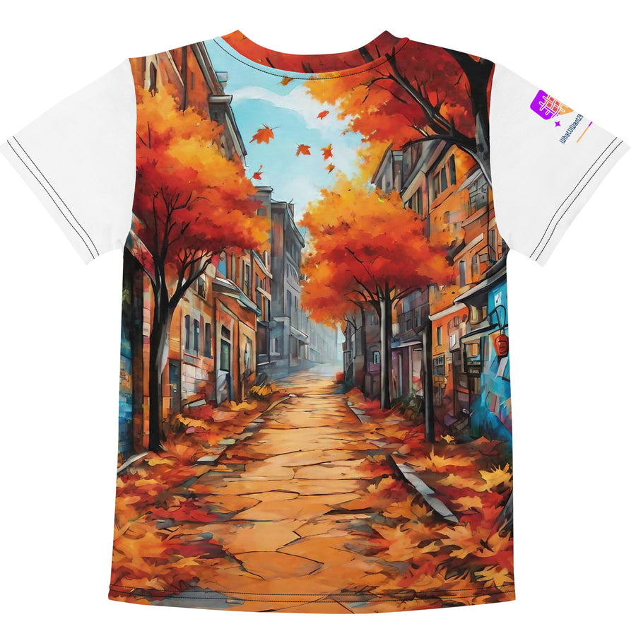Autumn Graffiti Kids Crew Neck T-Shirt, AI-Designed 216, view 2