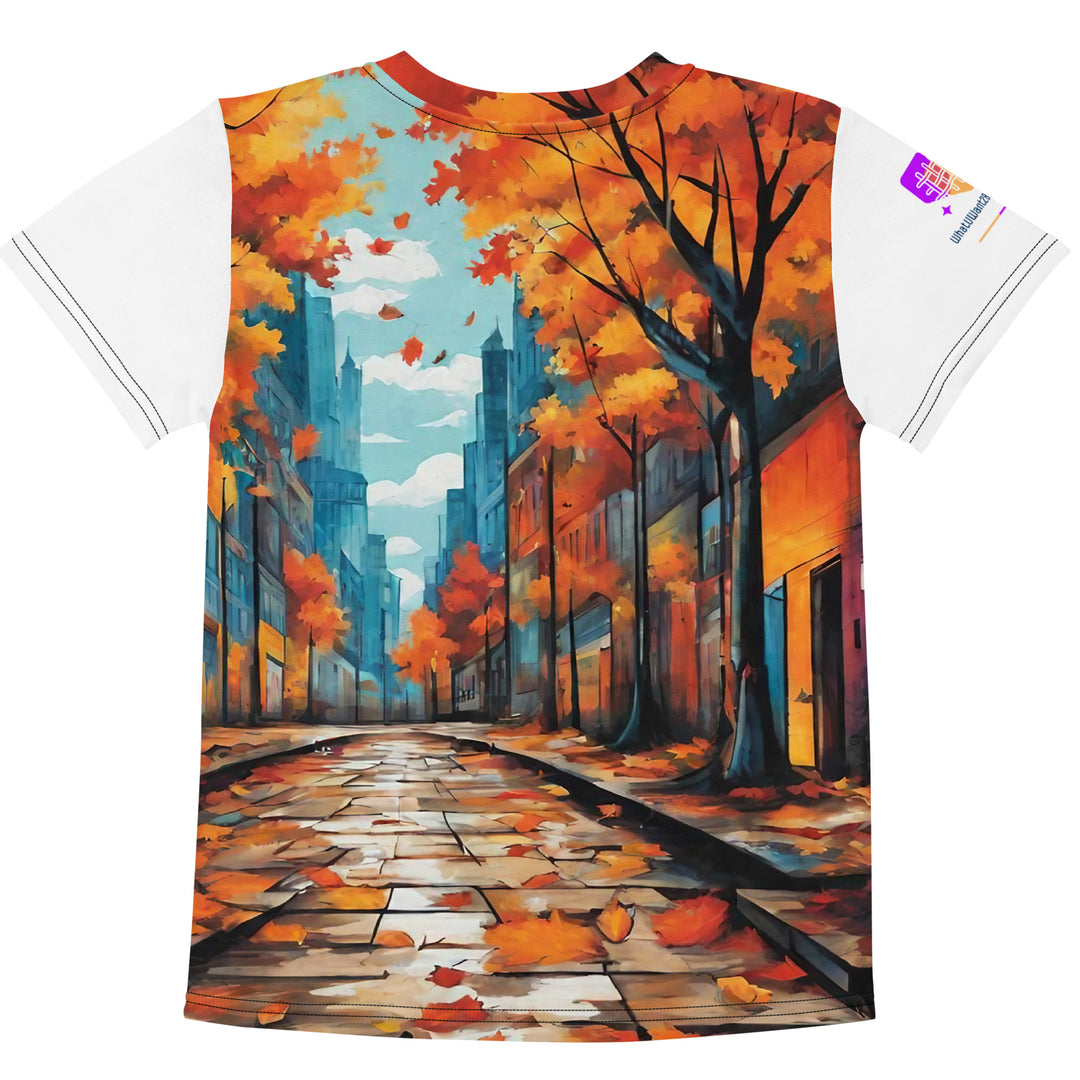 Autumn Graffiti Kids Crew Neck T-Shirt, AI-Designed 218, view 2