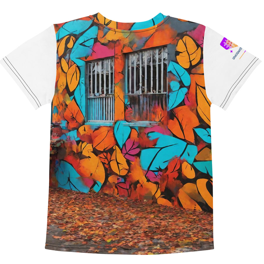 Autumn Graffiti Kids Crew Neck T-Shirt, AI-Designed 224, view 2