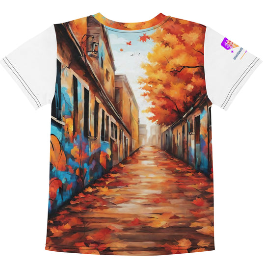 Autumn Graffiti Kids Crew Neck T-Shirt, AI-Designed 225, view 2