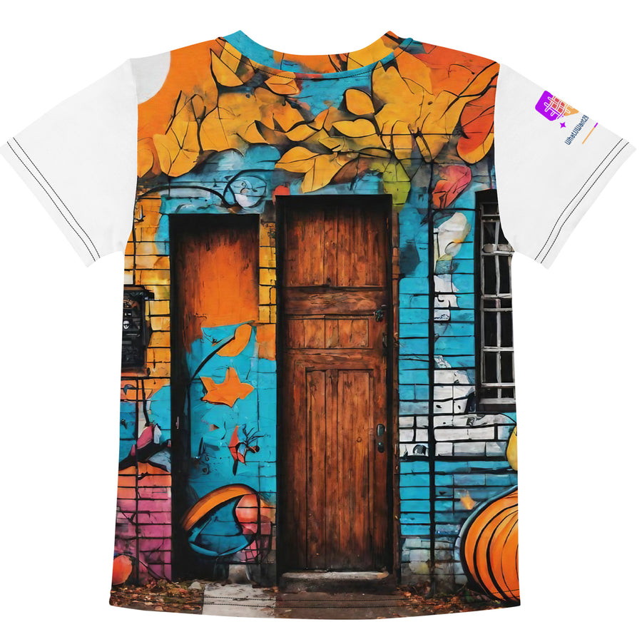 Autumn Graffiti Kids Crew Neck T-Shirt, AI-Designed 227, view 2