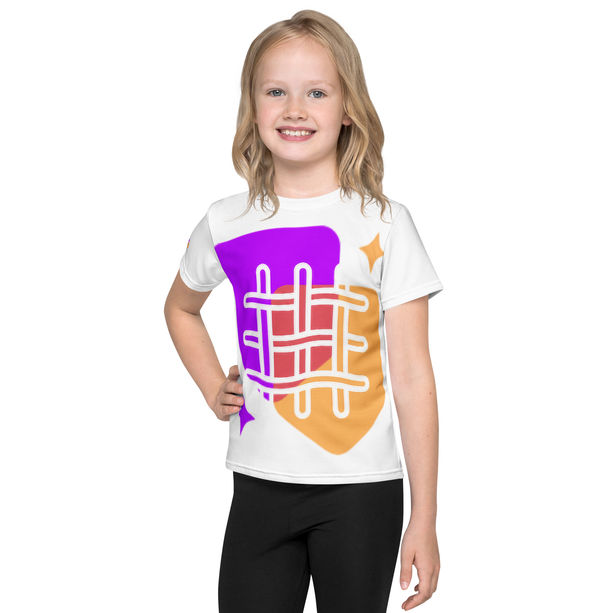 WhatUWant2Buy Logo Kids Crew Neck T-Shirt — AI-Designed Art for Little Ones — front view showing WhatUWant2Buy logo print