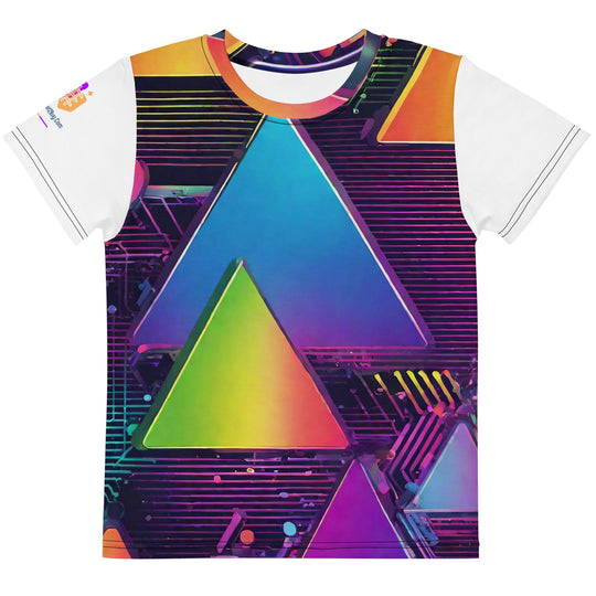 Cyberpunk Rainbow Kids Crew Neck T-Shirt, Everyday AI-Designed 184, main view