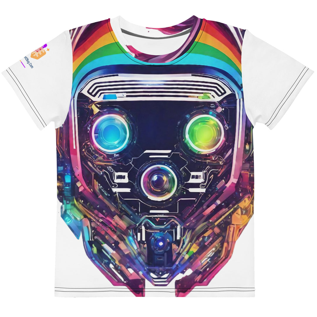 Cyberpunk Rainbow Kids Crew Neck T-Shirt, Everyday AI-Designed 194, main view
