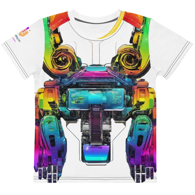 Cyberpunk Rainbow Kids Crew Neck T-Shirt, Everyday AI-Designed 196, main view