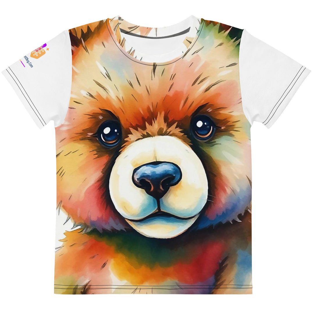 Watercolour Teddy Bear Kids Crew Neck T-Shirt, AI-Designed 201, main view