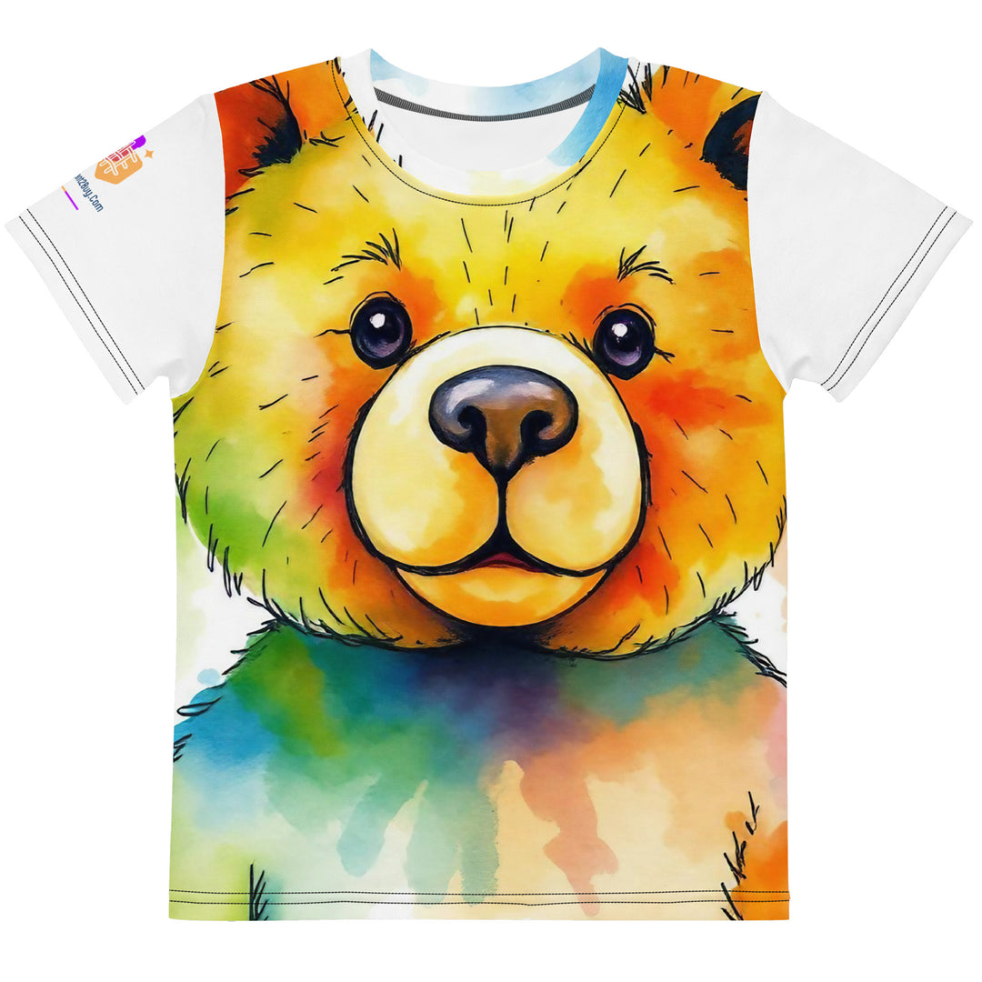 Watercolour Teddy Bear Kids Crew Neck T-Shirt, AI-Designed 202, main view
