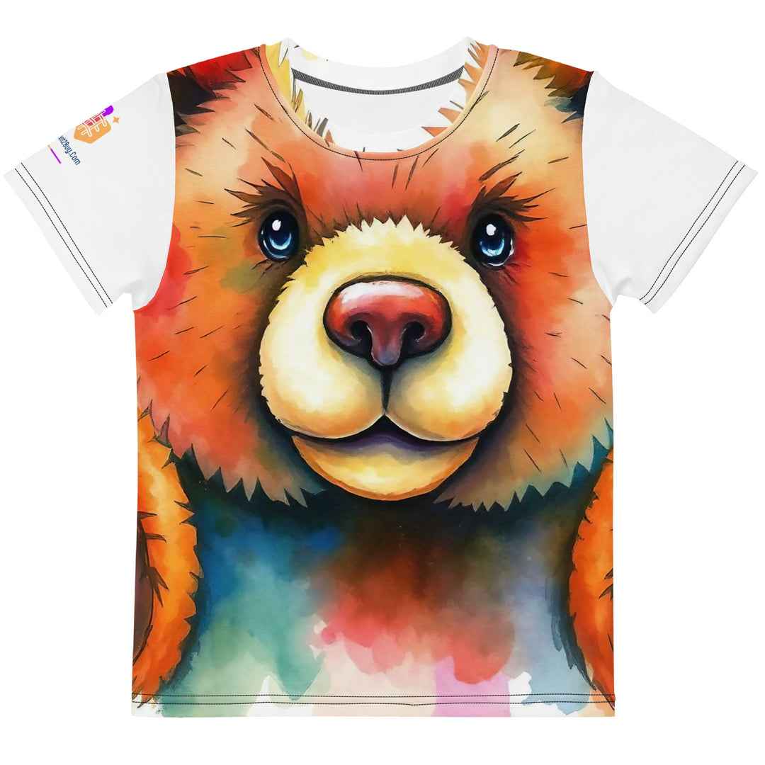 Watercolour Teddy Bear Kids Crew Neck T-Shirt, AI-Designed 203, main view