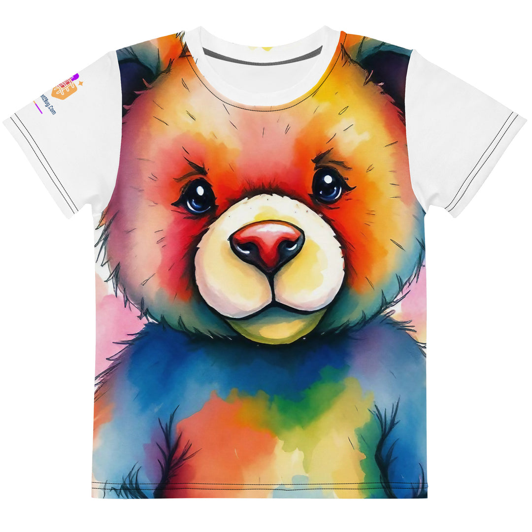 Watercolour Teddy Bear Kids Crew Neck T-Shirt, AI-Designed 204, main view