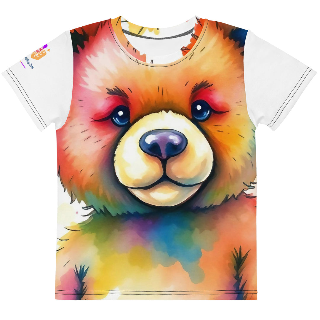 Watercolour Teddy Bear Kids Crew Neck T-Shirt, AI-Designed 205, main view