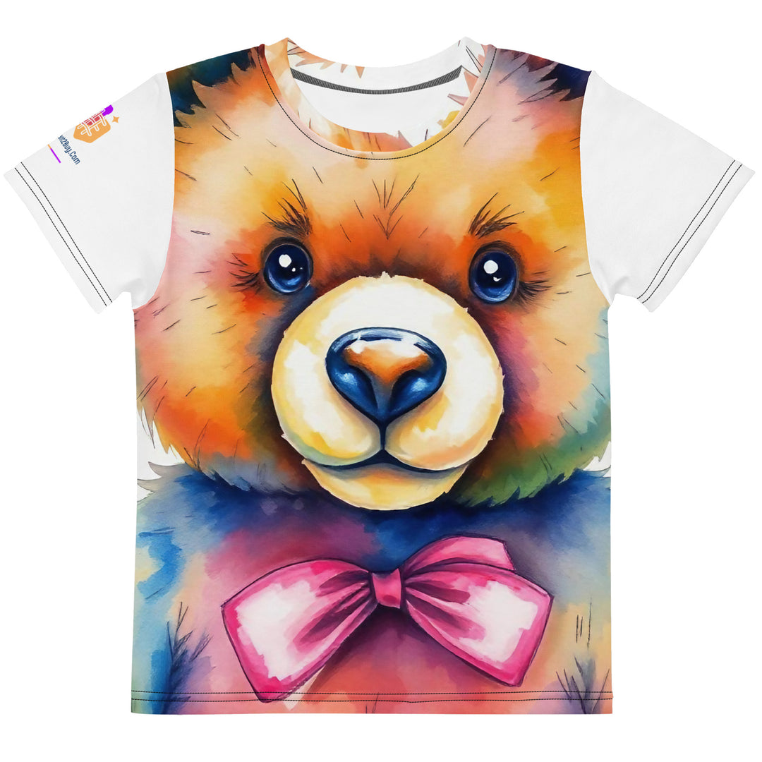 Watercolour Teddy Bear Kids Crew Neck T-Shirt, AI-Designed 206, main view
