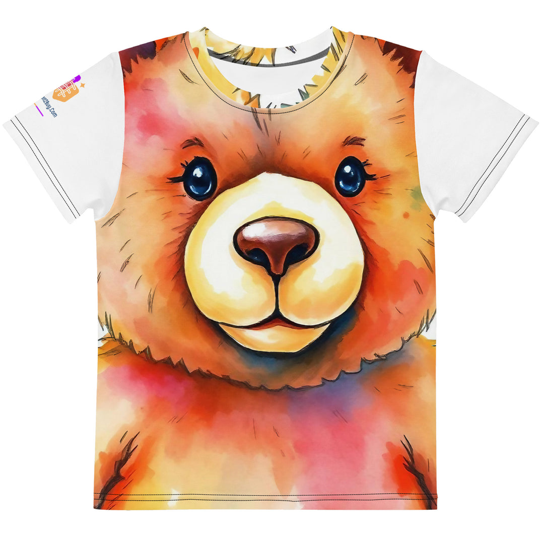 Watercolour Teddy Bear Kids Crew Neck T-Shirt, AI-Designed 207, main view