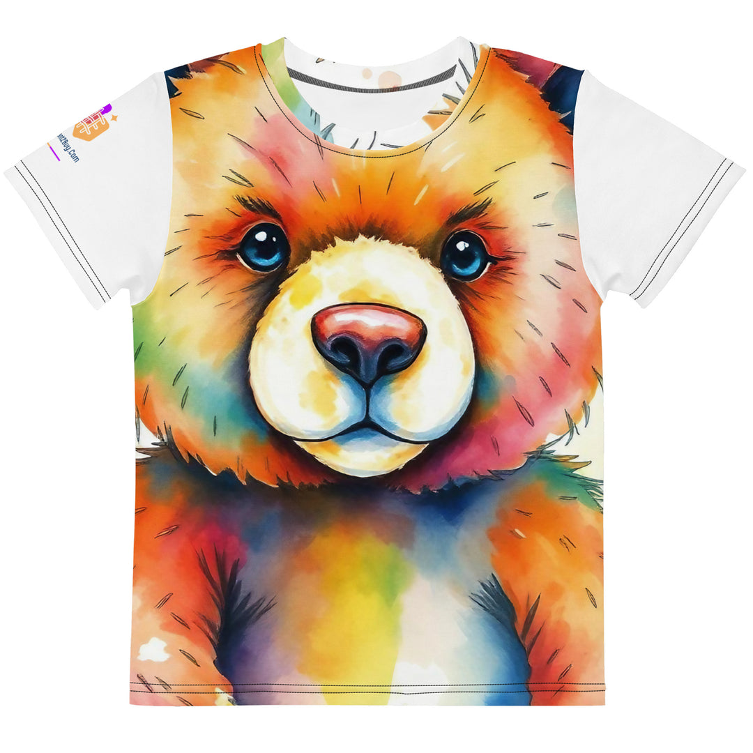 Watercolour Teddy Bear Kids Crew Neck T-Shirt, AI-Designed 208, main view